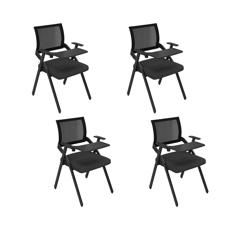 Contemporary Arms Included Conference Chair Mesh-back Chair for Office Black With Writing Pad 4 Piece Set Clearhalo 'furn' 'furn_office_chair' 'Furniture' 'Office Chairs' 'Office Furniture' 'office_chair' 6569384