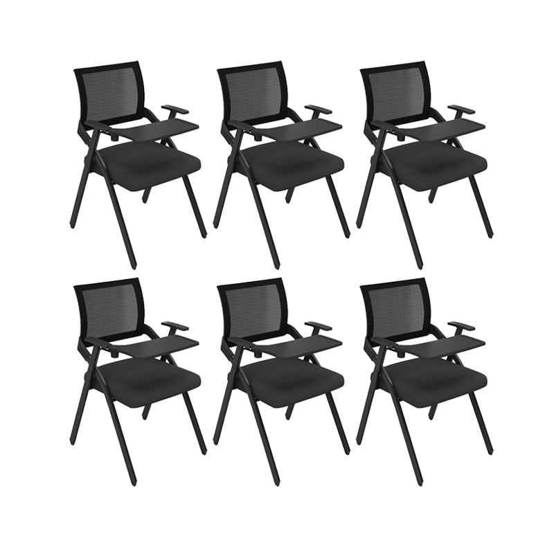 Contemporary Arms Included Conference Chair Mesh-back Chair for Office Black With Writing Pad 6 Piece Set Clearhalo 'furn' 'furn_office_chair' 'Furniture' 'Office Chairs' 'Office Furniture' 'office_chair' 6569386