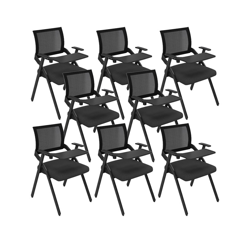 Contemporary Arms Included Conference Chair Mesh-back Chair for Office Black With Writing Pad 8 Piece Set Clearhalo 'furn' 'furn_office_chair' 'Furniture' 'Office Chairs' 'Office Furniture' 'office_chair' 6569388