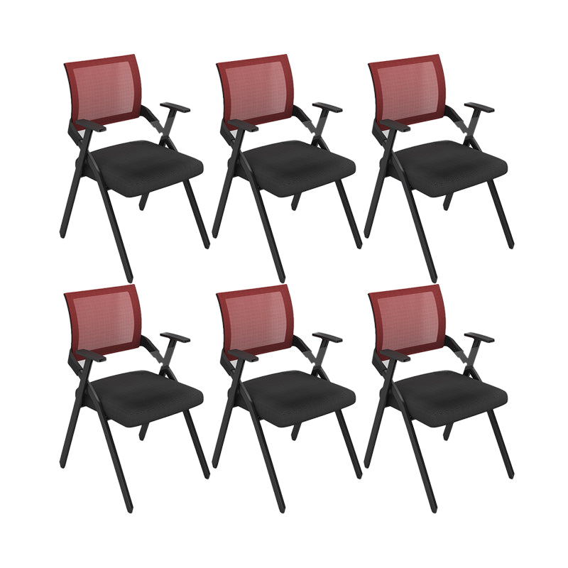 Contemporary Arms Included Conference Chair Mesh-back Chair for Office Red Without Writing Pad 6 Piece Set Clearhalo 'furn' 'furn_office_chair' 'Furniture' 'Office Chairs' 'Office Furniture' 'office_chair' 6569404