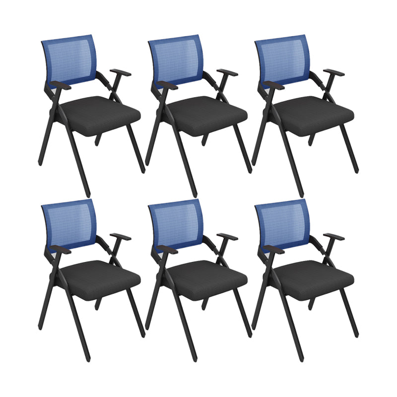 Contemporary Arms Included Conference Chair Mesh-back Chair for Office Blue Without Writing Pad 6 Piece Set Clearhalo 'furn' 'furn_office_chair' 'Furniture' 'Office Chairs' 'Office Furniture' 'office_chair' 6569410
