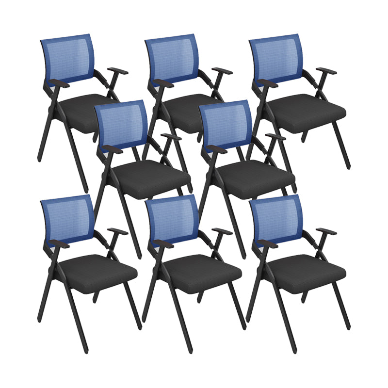 Contemporary Arms Included Conference Chair Mesh-back Chair for Office Blue Without Writing Pad 8 Piece Set Clearhalo 'furn' 'furn_office_chair' 'Furniture' 'Office Chairs' 'Office Furniture' 'office_chair' 6569411