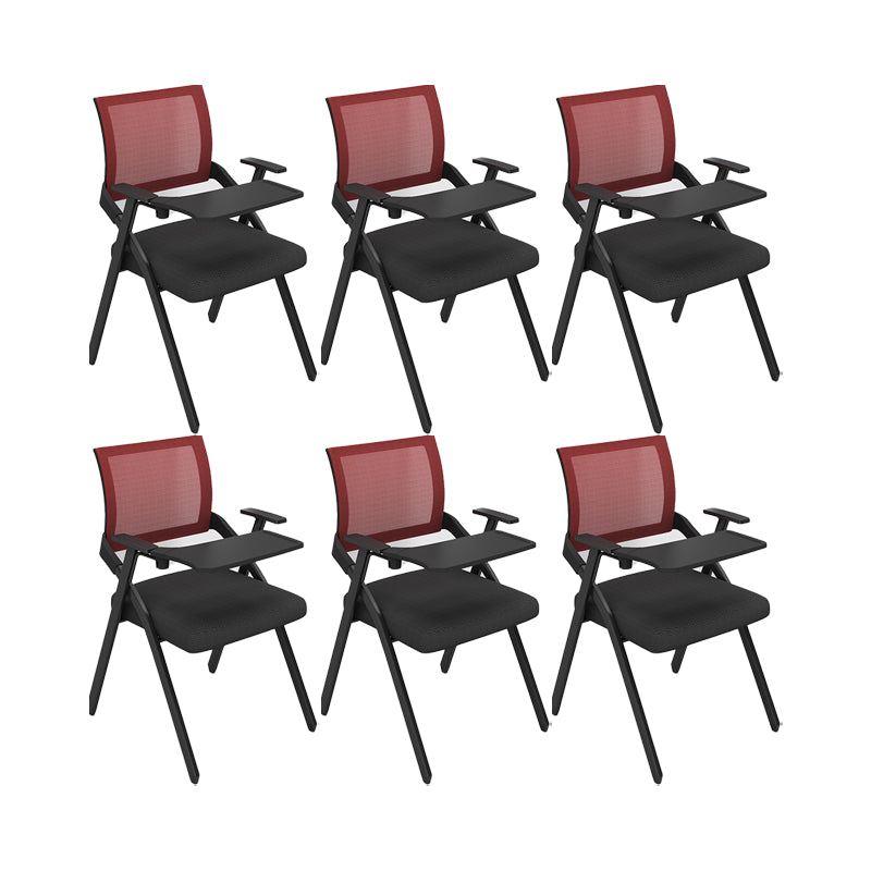 Contemporary Arms Included Conference Chair Mesh-back Chair for Office Red With Writing Pad 6 Piece Set Clearhalo 'furn' 'furn_office_chair' 'Furniture' 'Office Chairs' 'Office Furniture' 'office_chair' 6569423