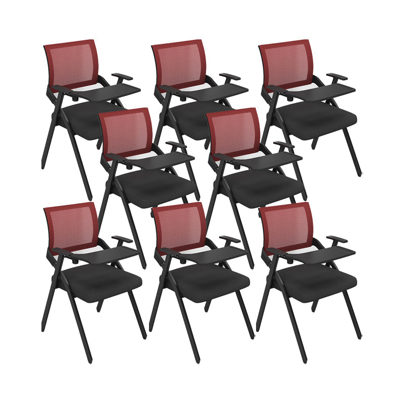 Contemporary Arms Included Conference Chair Mesh-back Chair for Office Red With Writing Pad 8 Piece Set Clearhalo 'furn' 'furn_office_chair' 'Furniture' 'Office Chairs' 'Office Furniture' 'office_chair' 6569424