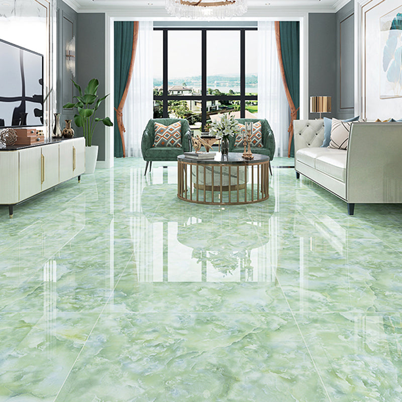 31.5" X 31.5" Square Floor Tile Straight Edge Glazed Design Floor Tile Green 6 Pieces