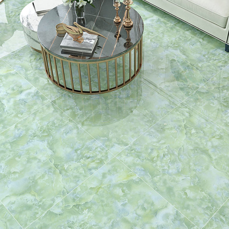 31.5" X 31.5" Square Floor Tile Straight Edge Glazed Design Floor Tile Green 9 Pieces
