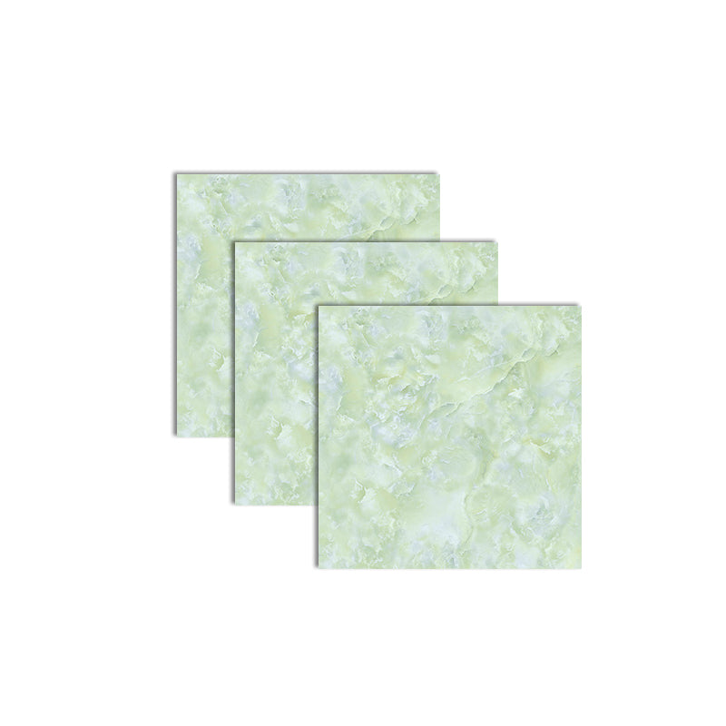 31.5" X 31.5" Square Floor Tile Straight Edge Glazed Design Floor Tile Green 3 Pieces
