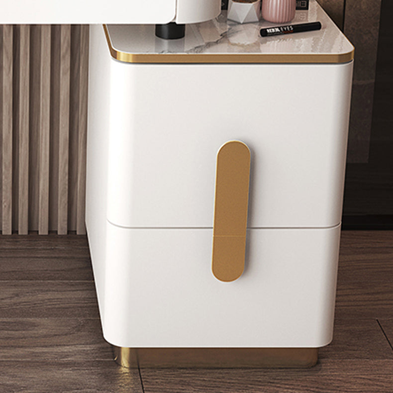 Tavolo da toeletta in legno per trucco top in vetro con cassetti di stoccaggio