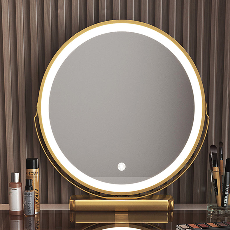 Tavolo da toeletta in legno per trucco top in vetro con cassetti di stoccaggio