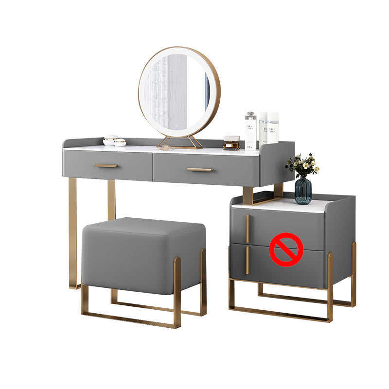 Tavolo da toeletta in legno in legno in legno massiccio grigio top di pietra con 4 cassetti