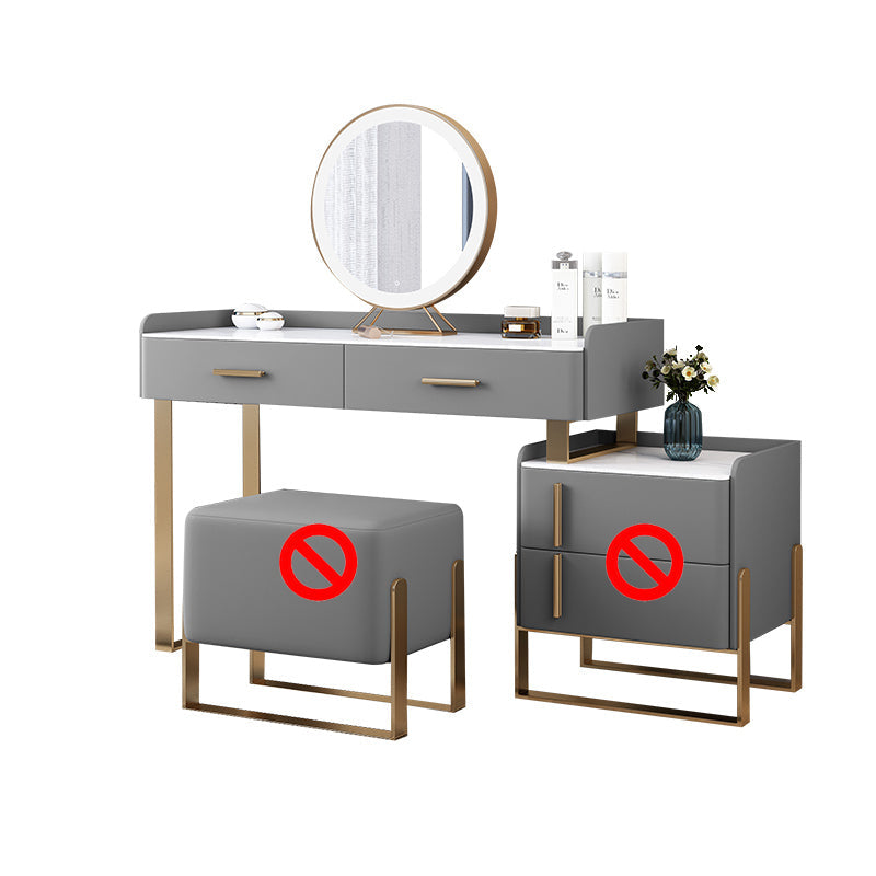 Tavolo da toeletta in legno in legno in legno massiccio grigio top di pietra con 4 cassetti