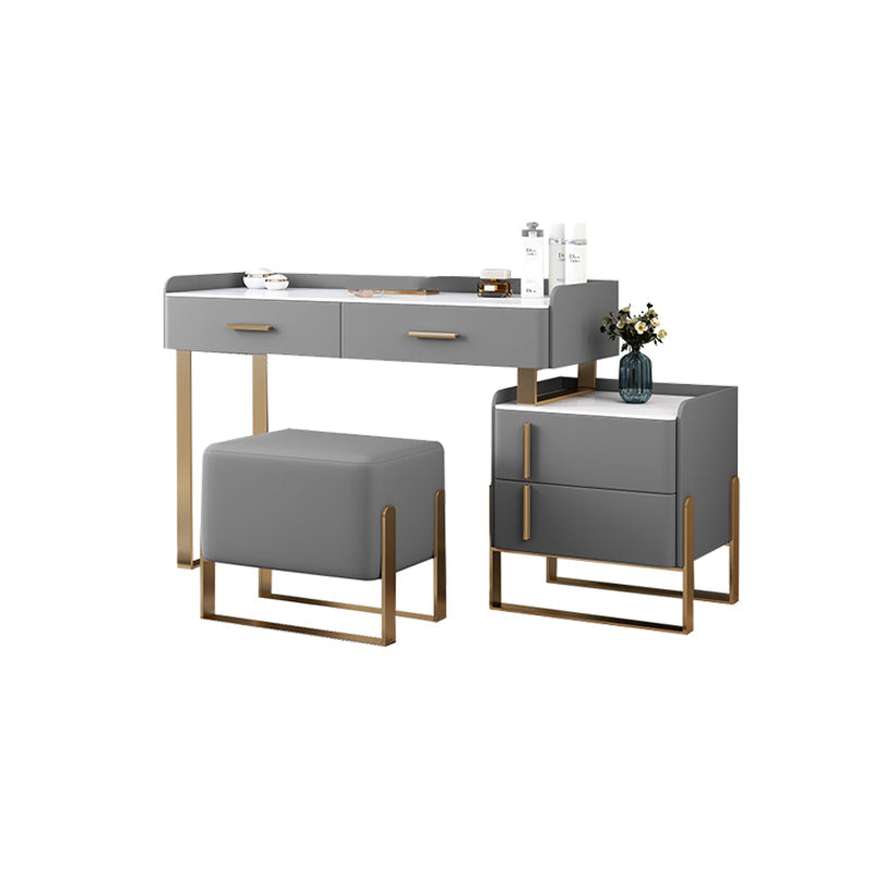 Tavolo da toeletta in legno in legno in legno massiccio grigio top di pietra con 4 cassetti