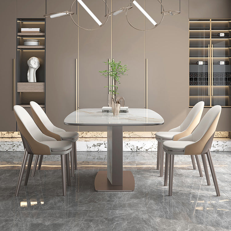 Glam Style Dining Rectangle Table Sintered Stone Table with Metal Legs for Home Use 51.2"L x 31.5"W x 29.5"H Without Chairs Clearhalo 'Dining Tables & Seating' 'Dining Tables' 'dining_table' 'furn' 'furn_dining_table' 'Furniture' 'Kitchen & Dining Furniture' 6569633
