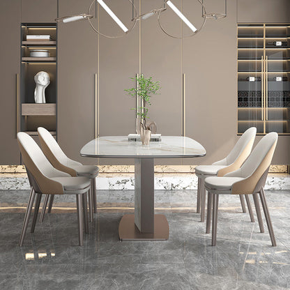 Glam Style Dining Rectangle Table Sintered Stone Table with Metal Legs for Home Use 51.2"L x 31.5"W x 29.5"H Without Chairs Clearhalo 'Dining Tables & Seating' 'Dining Tables' 'dining_table' 'furn' 'furn_dining_table' 'Furniture' 'Kitchen & Dining Furniture' 6569633