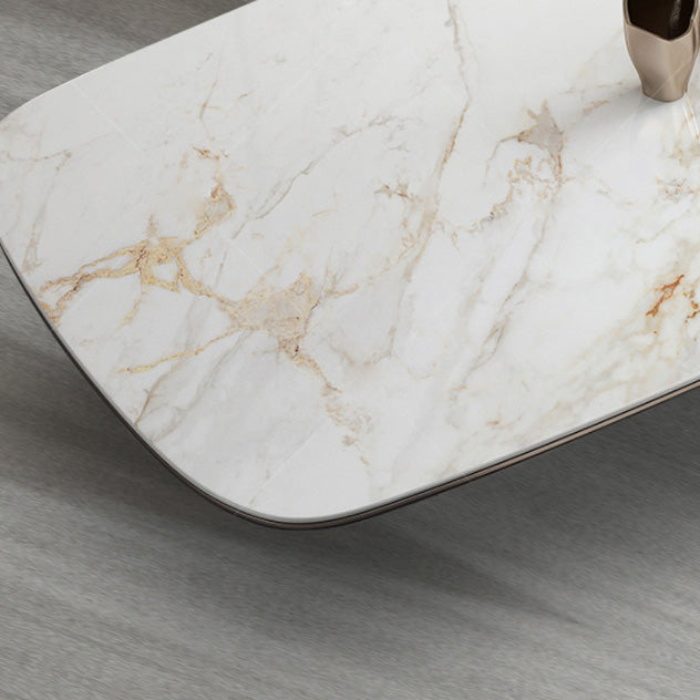 Glam Style Dining Rectangle Table Sintered Stone Table with Metal Legs for Home Use Clearhalo 'Dining Tables & Seating' 'Dining Tables' 'dining_table' 'furn' 'furn_dining_table' 'Furniture' 'Kitchen & Dining Furniture' 6569636