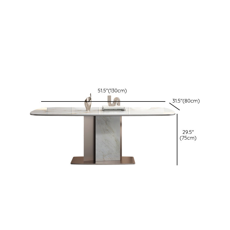 Glam Style Dining Rectangle Table Sintered Stone Table with Metal Legs for Home Use Clearhalo 'Dining Tables & Seating' 'Dining Tables' 'dining_table' 'furn' 'furn_dining_table' 'Furniture' 'Kitchen & Dining Furniture' 6569643