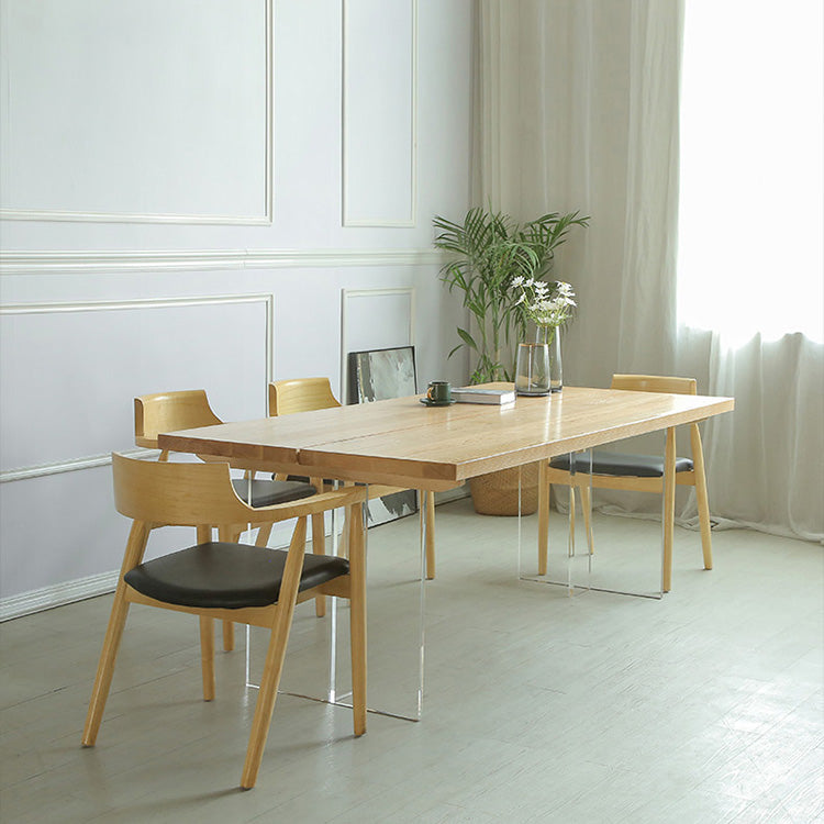 Rectangle Solid Wood Dining Table Modern Acrylic Double Pedestal Table Clearhalo 'Dining Tables & Seating' 'Dining Tables' 'dining_table' 'furn' 'furn_dining_table' 'Furniture' 'Kitchen & Dining Furniture' 6569654