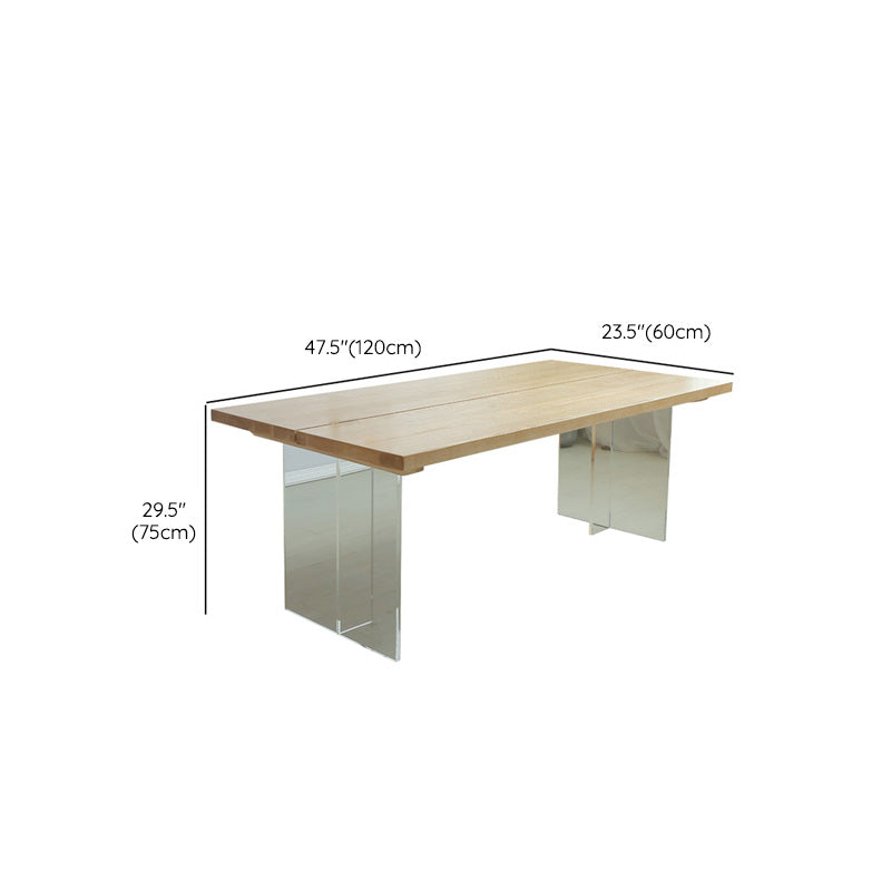 Rectangle Solid Wood Dining Table Modern Acrylic Double Pedestal Table Clearhalo 'Dining Tables & Seating' 'Dining Tables' 'dining_table' 'furn' 'furn_dining_table' 'Furniture' 'Kitchen & Dining Furniture' 6569662