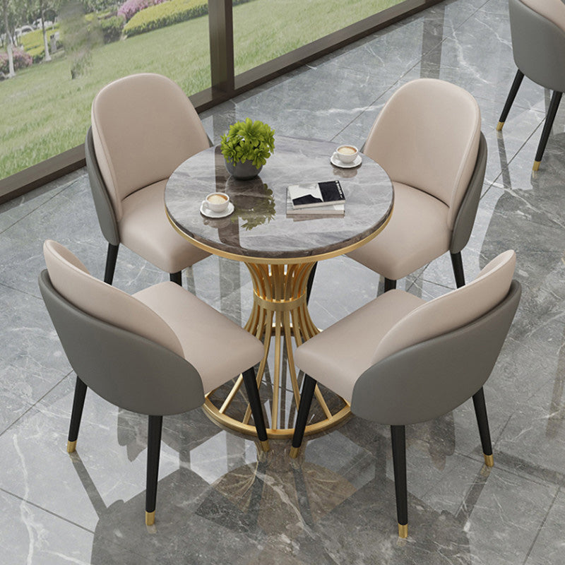 Polished Finish Dinette Table for Home Traditional Luxury Round Dining Table Gray 23.6"L x 23.6"W x 29.5"H Without Chairs Clearhalo 'Dining Tables & Seating' 'Dining Tables' 'dining_table' 'furn' 'furn_dining_table' 'Furniture' 'Kitchen & Dining Furniture' 6569663