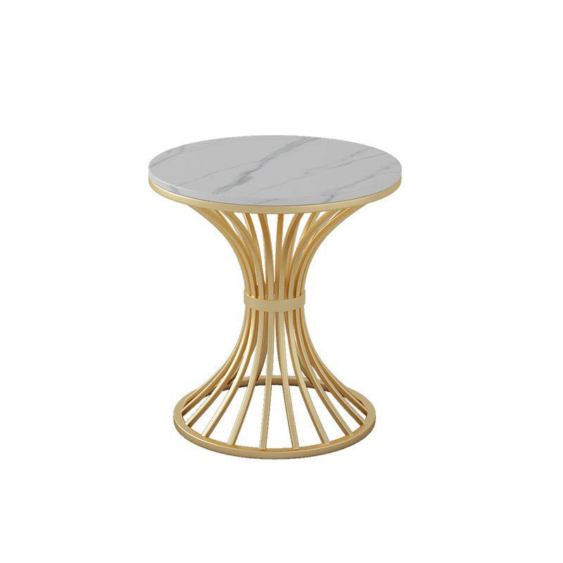 Polished Finish Dinette Table for Home Traditional Luxury Round Dining Table White 31.5"L x 31.5"W x 29.5"H Without Chairs Clearhalo 'Dining Tables & Seating' 'Dining Tables' 'dining_table' 'furn' 'furn_dining_table' 'Furniture' 'Kitchen & Dining Furniture' 6569664