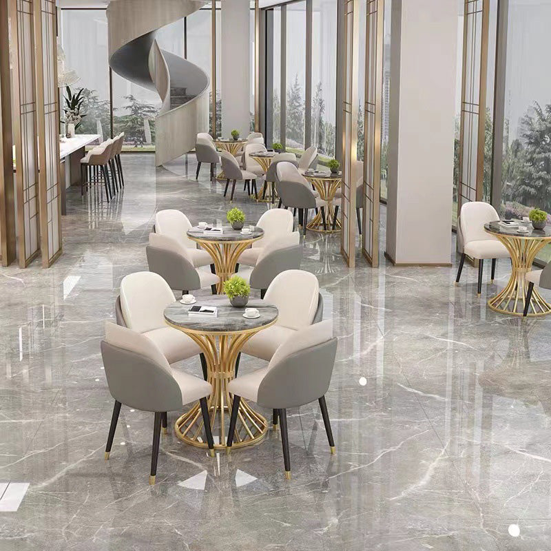 Polished Finish Dinette Table for Home Traditional Luxury Round Dining Table Clearhalo 'Dining Tables & Seating' 'Dining Tables' 'dining_table' 'furn' 'furn_dining_table' 'Furniture' 'Kitchen & Dining Furniture' 6569667