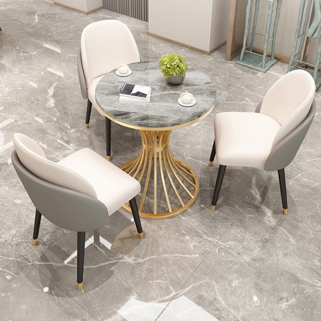 Polished Finish Dinette Table for Home Traditional Luxury Round Dining Table Clearhalo 'Dining Tables & Seating' 'Dining Tables' 'dining_table' 'furn' 'furn_dining_table' 'Furniture' 'Kitchen & Dining Furniture' 6569672