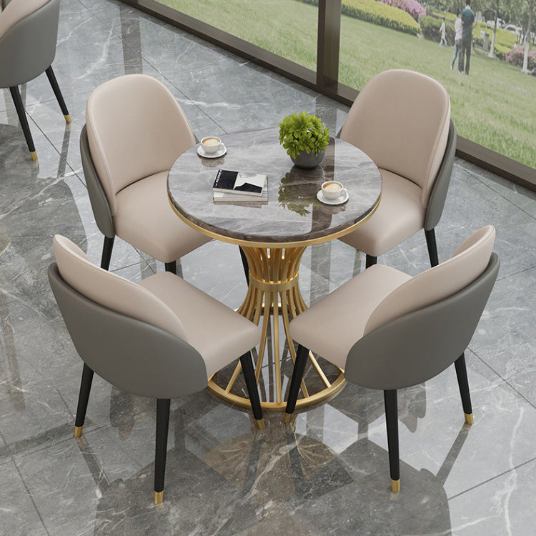 Polished Finish Dinette Table for Home Traditional Luxury Round Dining Table Clearhalo 'Dining Tables & Seating' 'Dining Tables' 'dining_table' 'furn' 'furn_dining_table' 'Furniture' 'Kitchen & Dining Furniture' 6569674