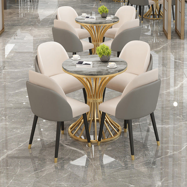 Polished Finish Dinette Table for Home Traditional Luxury Round Dining Table Clearhalo 'Dining Tables & Seating' 'Dining Tables' 'dining_table' 'furn' 'furn_dining_table' 'Furniture' 'Kitchen & Dining Furniture' 6569675