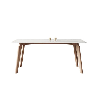 Mid-Century Rectangle Dining Table Solid Wood Legs and Stone Top Dining Table