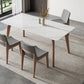 Mid-Century Rectangle Dining Table Solid Wood Legs and Stone Top Dining Table