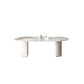 Glam Oval Dining Table Stone Top Dining Table with Double Pedestal in White Clearhalo 'Dining Tables & Seating' 'Dining Tables' 'dining_table' 'furn' 'furn_dining_table' 'Furniture' 'Kitchen & Dining Furniture' 6569697