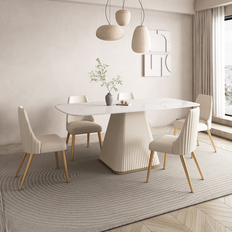 Modern Style Sintered Stone Table Dining Rectangle Table with Metal Legs for Home