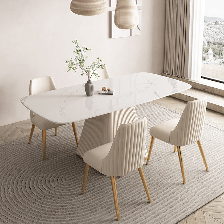Modern Style Sintered Stone Table Dining Rectangle Table with Metal Legs for Home