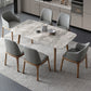 Mid-Century Modern Stone Dining Table Rectangle Dining Table with Solid Wood Legs 59.1"L x 31.5"W x 29.5"H Without Chairs Clearhalo 'Dining Tables & Seating' 'Dining Tables' 'dining_table' 'furn' 'furn_dining_table' 'Furniture' 'Kitchen & Dining Furniture' 6569715