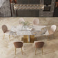Glam Style Sintered Stone Table Dining Rectangle Table with Metal Legs for Kitchen Clearhalo 'Dining Tables & Seating' 'Dining Tables' 'dining_table' 'furn' 'furn_dining_table' 'Furniture' 'Kitchen & Dining Furniture' 6569737
