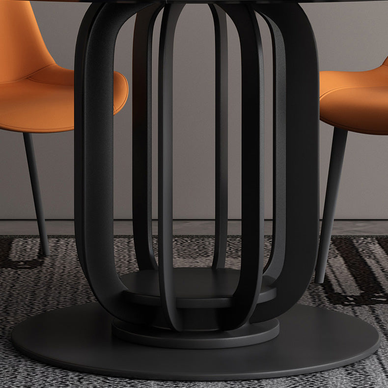 Round Stone Top Dining Table Contemporary Dining Table with Metal Pedestal Base Clearhalo 'Dining Tables & Seating' 'Dining Tables' 'dining_table' 'furn' 'furn_dining_table' 'Furniture' 'Kitchen & Dining Furniture' 6569766