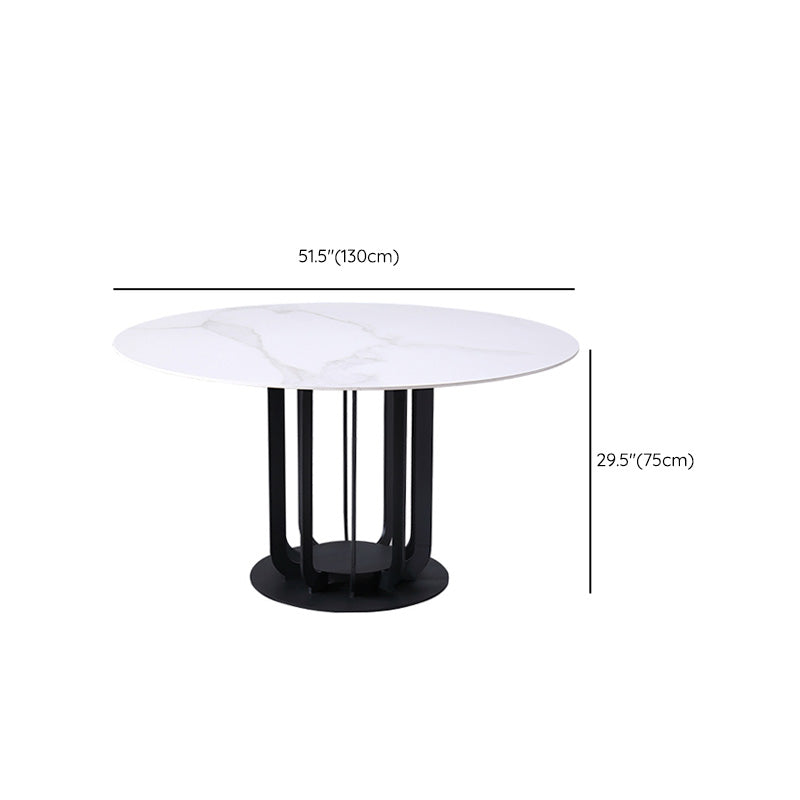 Round Stone Top Dining Table Contemporary Dining Table with Metal Pedestal Base Clearhalo 'Dining Tables & Seating' 'Dining Tables' 'dining_table' 'furn' 'furn_dining_table' 'Furniture' 'Kitchen & Dining Furniture' 6569770