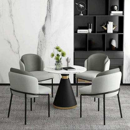 Tavolo da pranzo rotondo in stile moderno Tavolo bianco con base in metallo