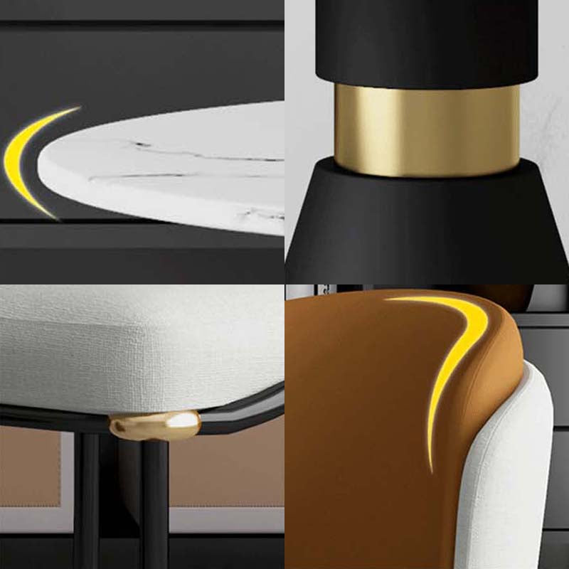 Tavolo da pranzo rotondo in stile moderno Tavolo bianco con base in metallo