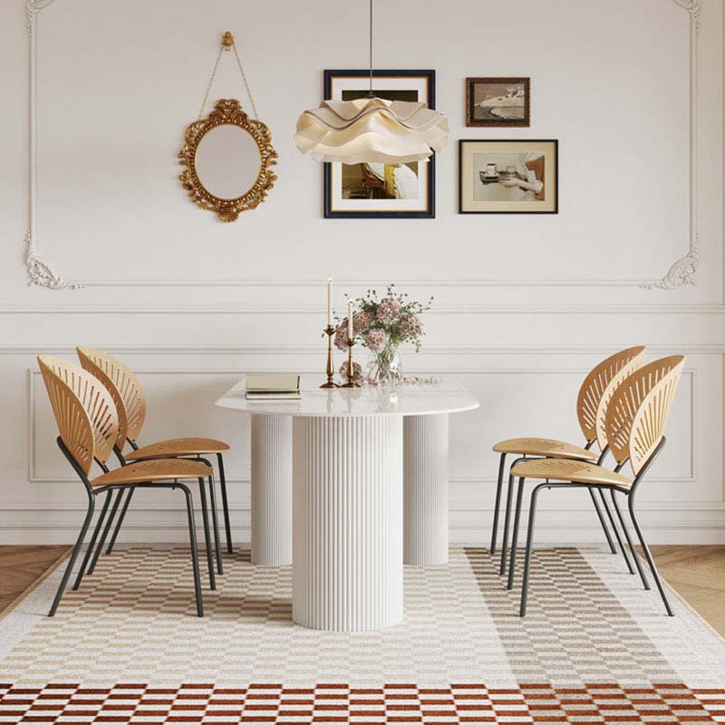 Contemporary Free Form Dining Table White Stone Top Table for Home Clearhalo 'Dining Tables & Seating' 'Dining Tables' 'dining_table' 'furn' 'furn_dining_table' 'Furniture' 'Kitchen & Dining Furniture' 6569809