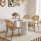 Contemporary Free Form Dining Table White Stone Top Table for Home 70.9"L x 31.5"W x 29.5"H Without Chairs Clearhalo 'Dining Tables & Seating' 'Dining Tables' 'dining_table' 'furn' 'furn_dining_table' 'Furniture' 'Kitchen & Dining Furniture' 6569810