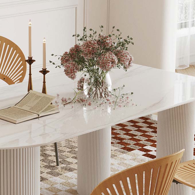 Contemporary Free Form Dining Table White Stone Top Table for Home Clearhalo 'Dining Tables & Seating' 'Dining Tables' 'dining_table' 'furn' 'furn_dining_table' 'Furniture' 'Kitchen & Dining Furniture' 6569812