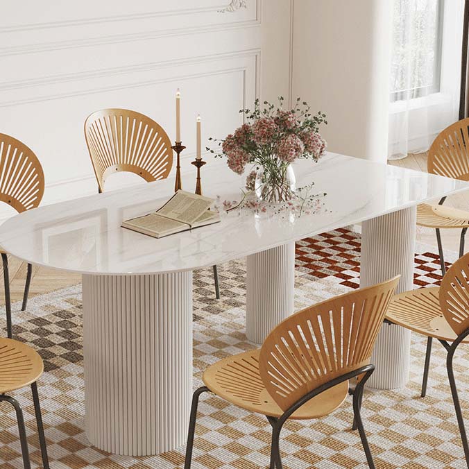 Contemporary Free Form Dining Table White Stone Top Table for Home Clearhalo 'Dining Tables & Seating' 'Dining Tables' 'dining_table' 'furn' 'furn_dining_table' 'Furniture' 'Kitchen & Dining Furniture' 6569814