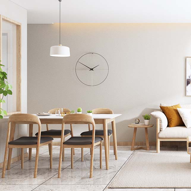 Eettafel uit het midden van de eeuw met essenhouten frame en witte stenen tafel