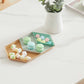 Eettafel uit het midden van de eeuw met essenhouten frame en witte stenen tafel