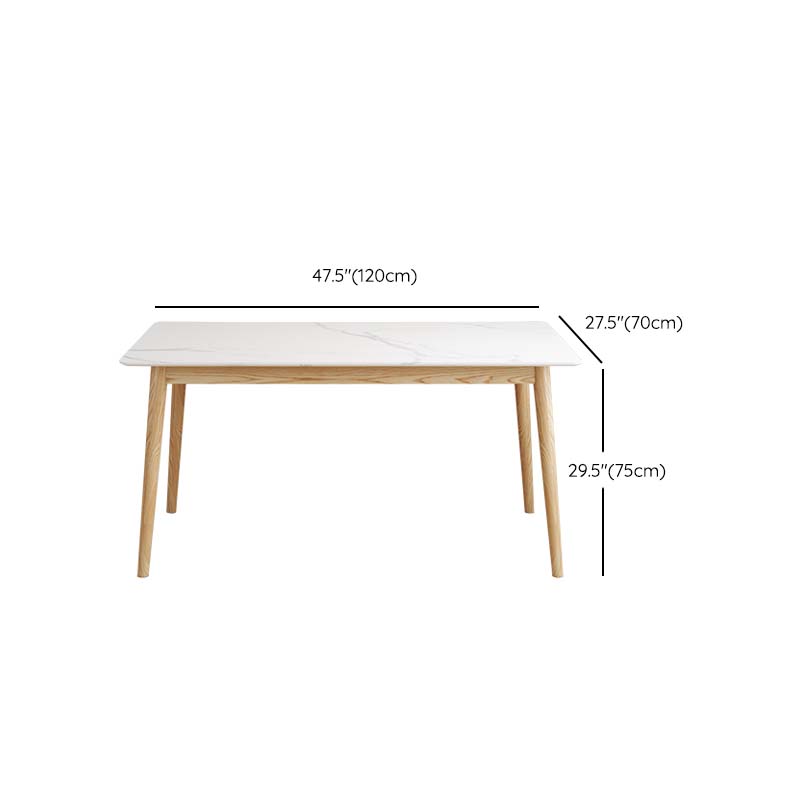 Eettafel uit het midden van de eeuw met essenhouten frame en witte stenen tafel