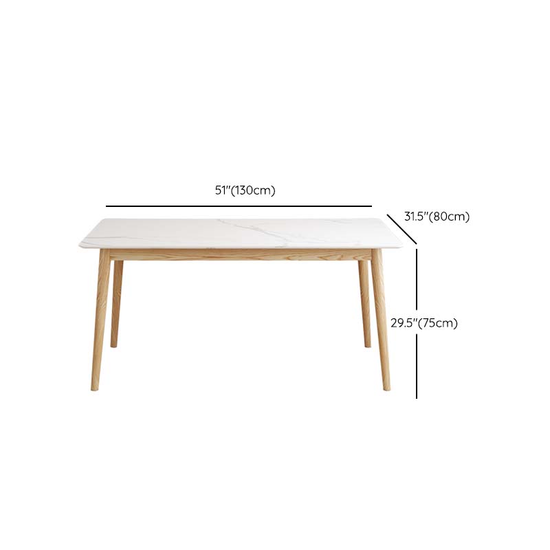 Eettafel uit het midden van de eeuw met essenhouten frame en witte stenen tafel