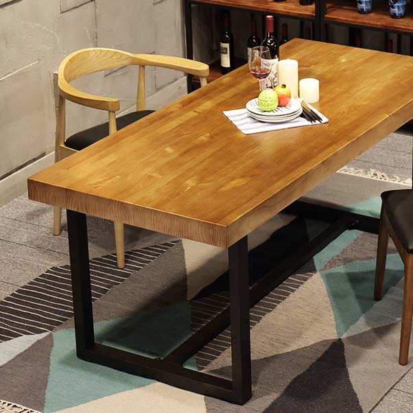 Industrial Brown Dining Table Indoor Rectangle Dinette Table with Metal Frame Clearhalo 'Dining Tables & Seating' 'Dining Tables' 'dining_table' 'furn' 'furn_dining_table' 'Furniture' 'Kitchen & Dining Furniture' 6569868