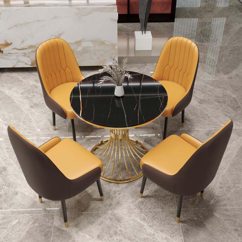 Mesa de comedor redonda moderna para mesa de comedor de cocina con base de metal