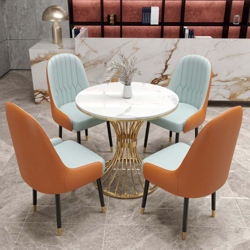 Mesa de comedor redonda moderna para mesa de comedor de cocina con base de metal
